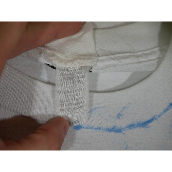 Vintage Puff Paint White T-shirt Palm Trees Faded Tag One Size Fits Large - Picture 4 of 9